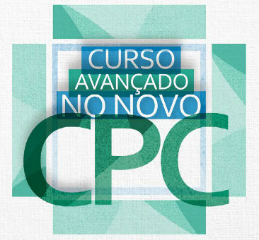 Imagem mostra logomarca associada ao Curso Avançado no Novo CPC, que integra cartaz com a respectiva programação.