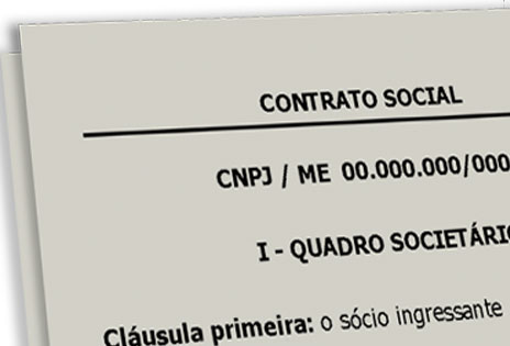 imagem mostra detalhe de um contrato social de empresa, onde aparece a expressão 