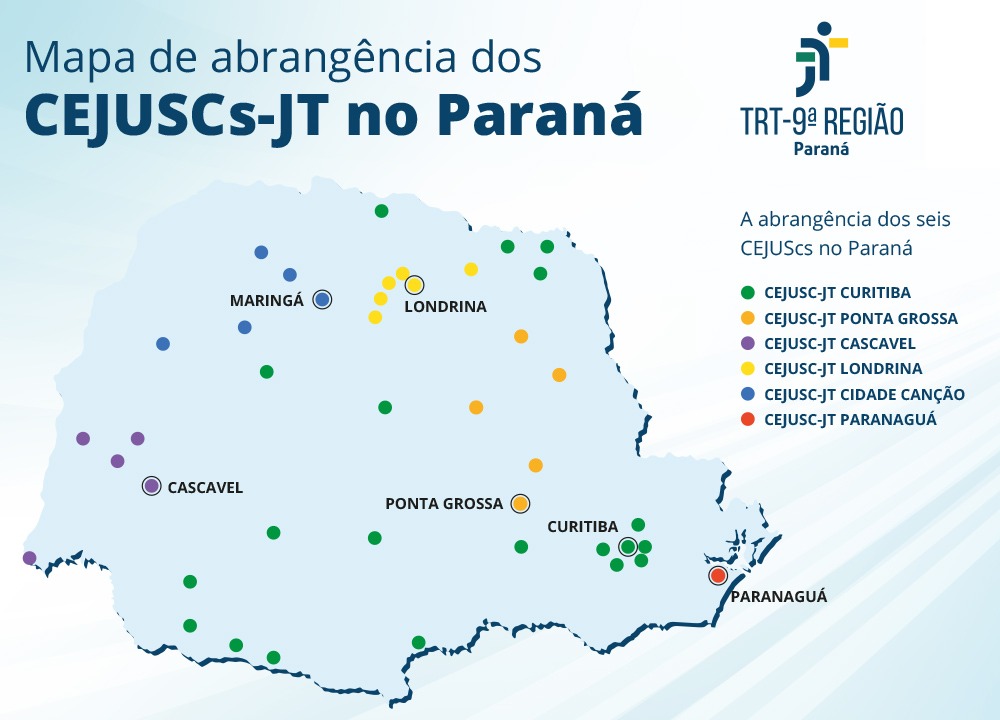 Mapa do estado do Paran&aacute; ilustrado com o t&iacute;tulo 