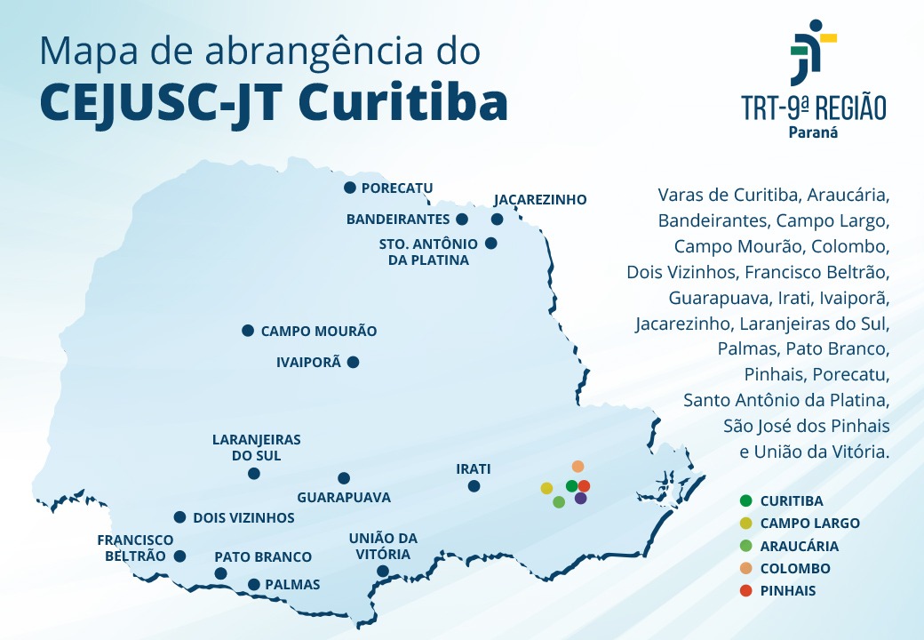 Mapa do estado do Paran&aacute; em tons de azul claro, intitulado 