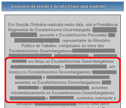 Exemplo de dispositivo do voto com magistrados ausentes