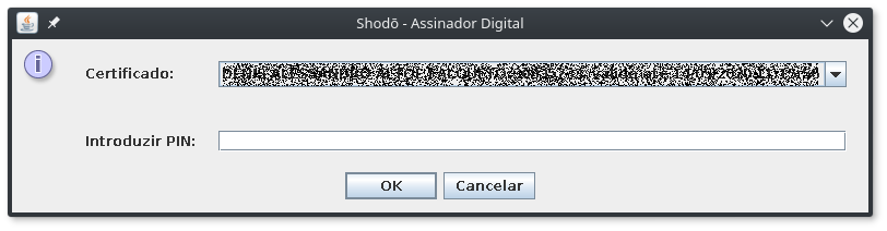Seleção do Certificado e Digitação do PIN