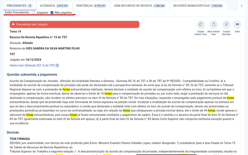 Resultado de Precedentes