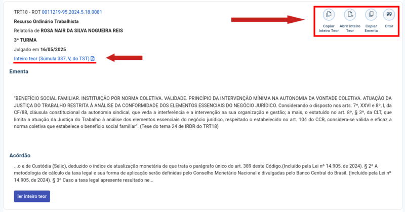 Botões do documento
