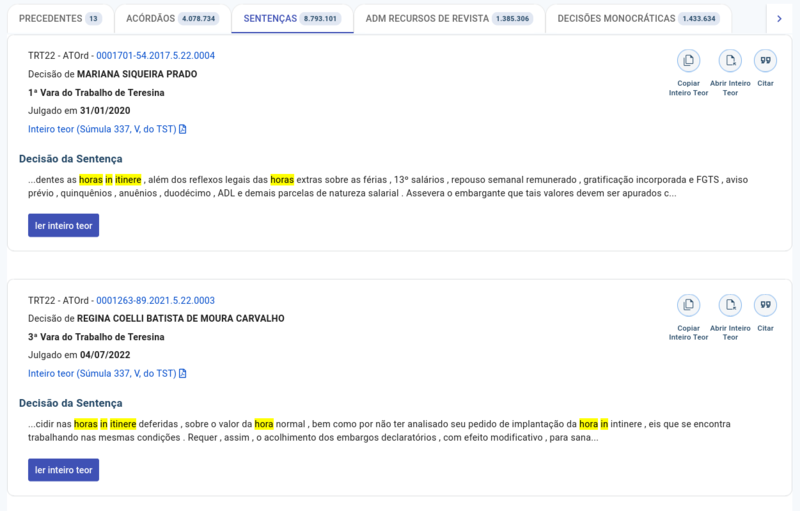 Resultado de Sentenças